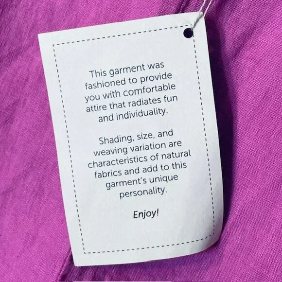 Flax 100% Linen Tee Top Tunic Dress Pockets Peony Pink NWT NEW Medium - Picture 6 of 9